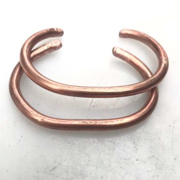 2 Pure Solid Copper Heavy Copper Cuff Bracelets - Picture 4 of 8